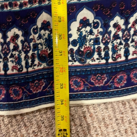 4/$15 Bica Boho Beach Cover-up Blue floral Rayon Women's L - Picture 12 of 12